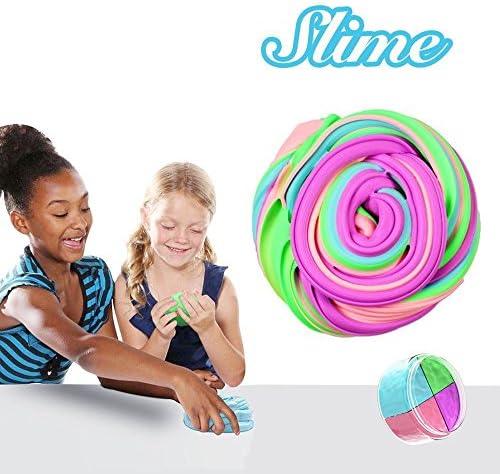 Fluffy Slime, 7 OZ (Multicolored 4) Stretchy &amp; Soft Scented Non-sticky Stress Relief No Borax Sensory Play Sludge Toy for Kids &amp; Adults