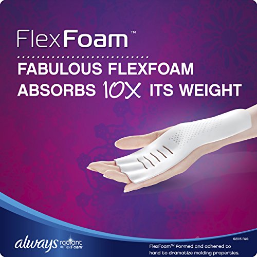 Always Radiant Feminine Pads for Women, Flexfoam Pads with Wings, Size 2, Heavy Absorbency, Lightly Scented, 26 Count x 3 Packs (78 Count total) (Packaging May Vary)