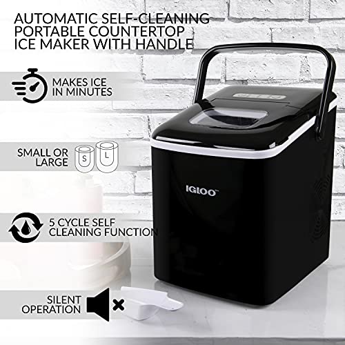 Igloo Premium SelfCleaning Countertop Ice Maker Machine, Handled