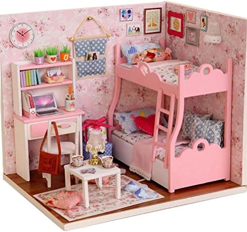 Littlepiano DIY Wooden Doll House Miniature Cabin Kit Novelty Girls Children Birthday Gifts Home Decorations with Led and Dust Proof Cover