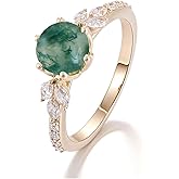 FYBIOD 10K 14K 18K Gold 2 Carat Leaf Design Gemstone Engagement Rings for Women Art Deco Birthstone Promise Anniversary Ring Size 3-15