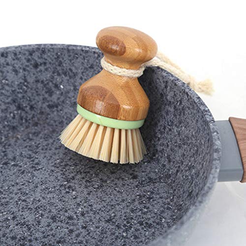 JDgoods Bamboo Dish Brush, Kitchen Non-stick Skillet Brush Oil Dishwashing Cleaning Bowl Palm Brush