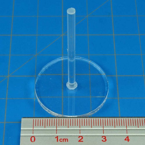 Acrylic Flight Stands, 30mm Circle, 3mm Clear, 2 inch Peg (25)