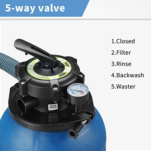 SUNCOO Pro 2450GPH Sand Filter Pump 13 inch Tank Pool Pump for 10000GAL