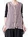 Mordenmiss Women's New Front Buttons Sleeveless Clothing Hi-Low Hemline Blouse gray purple, One Size