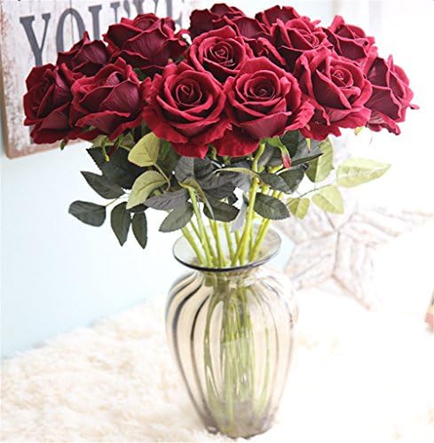 XHSP 24 pcs Real-touch Artificial Rose Flowers Home Wedding Party Decor