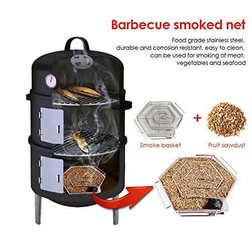 PiscatorZone Cold Smoker Generator Pellet Smoker Charcoal Grill Smoker Box, Stainless Steel Bracket for BBQ Wood Chips(Hexagon)
