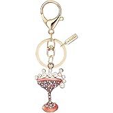 Bling Crystal Cocktail Drink Design Keychain with Velvet Bag MZ839-1 Golden