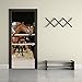 AmazingWall Stable 3D Horse Door Decor DIY Home Decoration Closet Poster Door Wall Mural Deca 30.3x78.7