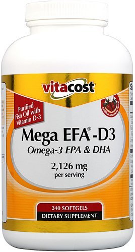Vitacost Mega EFA-D3 Omega-3 EPA & DHA -- 2,126 mg per serving - 240 Softgels by Vitacost Brand