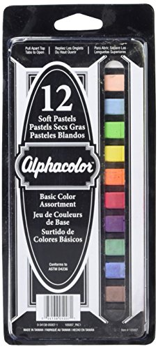 Quartet Alphacolor Soft Square Pastels, Multi-Colored, 12 Pastels per Set (105007)