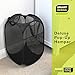 Smart Design Deluxe Mesh Pop Up Square Laundry Hamper w/ Side Pocket & Handles - VentilAir Fabric Collapsible Design - for Clothes & Laundry - Home - (Holds 2 Loads) (14 x 23 Inch) [Black]