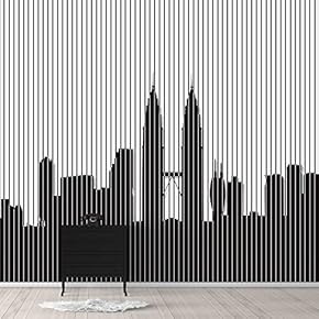 Wall Murals for Bedroom Abstract Black and White Building Removable Wallpaper Peel and Stick Wall Stickers - 66x96 inches