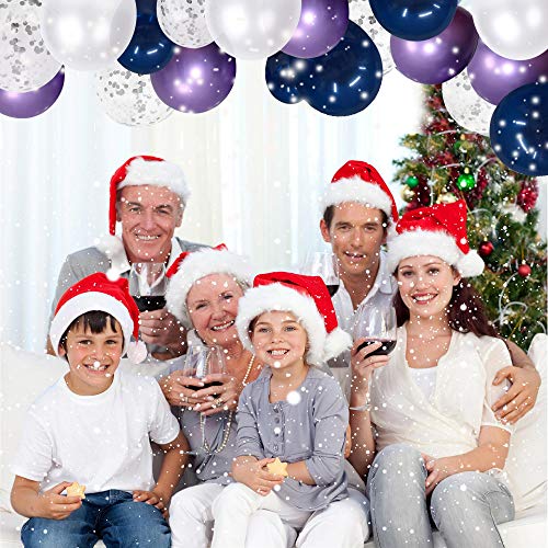 SKYIOL Ballons Bleu Violet Blanc Argenté Confettis Métalliques Ballons Hélium Latex des Décorations Fête de Ruban 10m pour Garçons Filles Enfants Mariage Douche de Bébé, 50 Pièces 30 CM