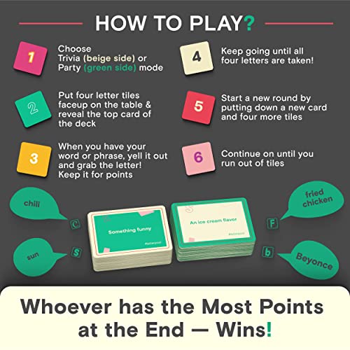 Letterpool Fun Board Games for Adults and Family (26 Players) — Fast