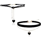 iuviwey 2PCS Heart Choker Necklace Classic Collar Necklaces for Women and Girls Velvet Black Chocker Necklace