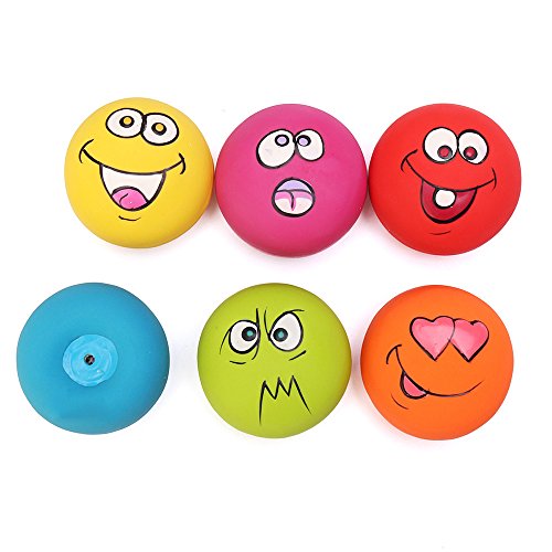 FTXJ 6PCS Puppy Dog Toys Chewing Squeaky Toy for Pet Dog with Sound Squeaker Squeaky Ball With Face Fetch Toy (3.255.253.25cm, Random) - Thumbnail 2