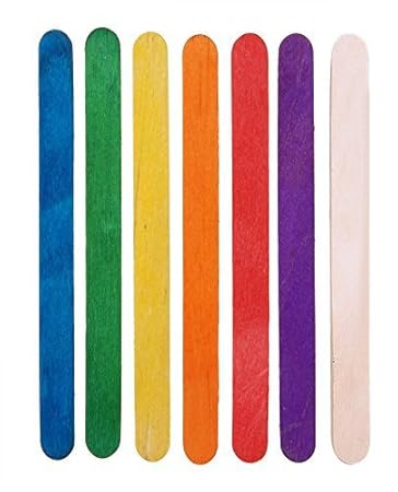 jijAcraft 200 Stück Natürliche und bunte Holzstäbchen für DIY Basteln, Verzieren und bemalen genutzt