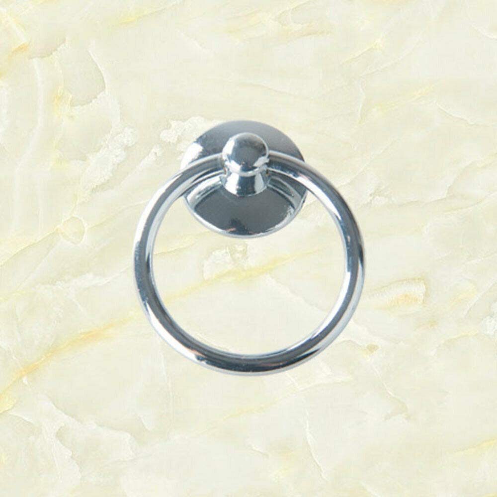 SUPERTOOL Vintage Ring Pull Handles, 1PC Drawer Ring Pull Handles Knobs for Jewelry Box Kitchen Cupboard Furniture(Chrome)