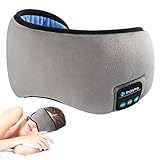 Sleep Headphones Bluetooth Sleep Mask, ONSON 5.0 Wireless Bluetooth Sleeping Eye Mask Headphones, Adjustable Soft Music Travel Eye Shades with Built-in Speakers Microphone Handsfree Washable - Gray