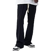 WDIRARA Men's Wide Leg Flare Sweatpants Drawstring Trousers High Waisted Casual Outdoor Sweatpants with Pockets