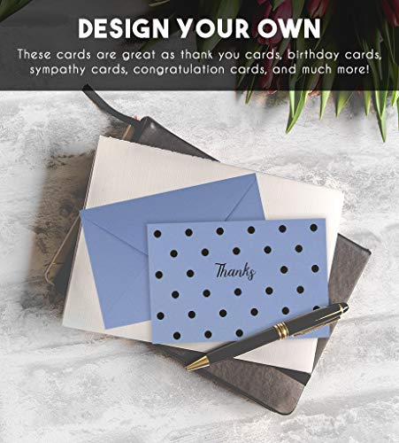 48-Pack Blank Greeting Cards - Plain Cards and Matching Color Envelopes for DIY Holiday Cards, Thank You Cards, Party Invitation, Birthday, Wedding, 6 Colors, 4 x 6 Inches