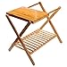 UNKU Folding Luggage Rack with Storage Shelf, Bamboo Suitcase Luggage Stand for Bathroom, Bedroom, Living Room, Guest Room, Natural Color