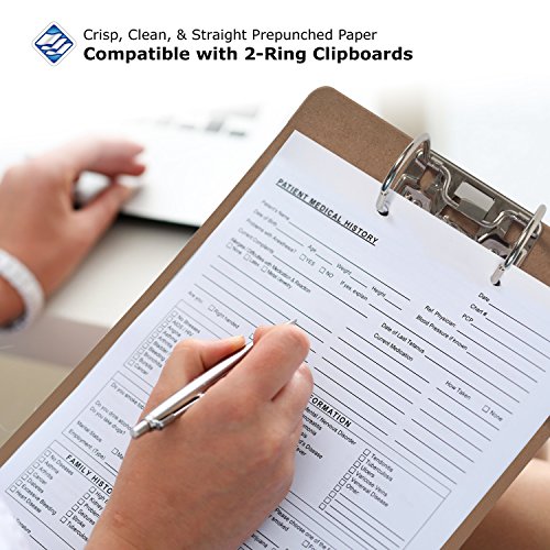 PrintWorks Professional Pre Punched Paper, 2 Hole Punch Top For 2 Ring Binders & 2 Ring Clipboards & Fastener File Folders, 8.5 x 11, 20 lb., 500 Sheets, White (04110) - Thumbnail 3