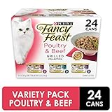 Purina Fancy Feast Gravy Wet Cat Food Variety Pack, Poultry & Beef Grilled Collection - (24) 3 oz. Cans