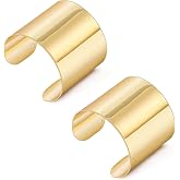 SAMOCO 2Pcs Cuff Bangle Bracelets for Women | Golden Silver Arm Cuffs Bracelets,Open Wide Wire Bracelet,Adjustable Tone Wrist Cuff Wrap Bracelet