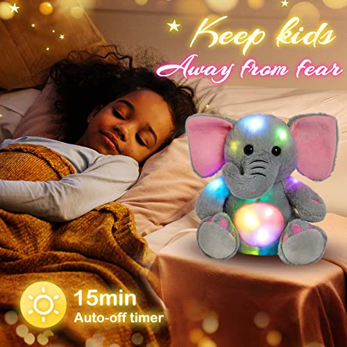 BSTAOFY 13'' Light up Elephant Stuffed Animals Glow LED Elephant Soft