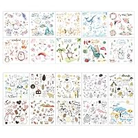 Cute Washi Paper Stationery Sticker Set Kawaii Animal Bear Deer Fox Hedgehog Owl Snowman Whale Rainbow Balloon Stickers for Scrapbooking Diary Book Notebook Planner Journal Album Art Craft(A)