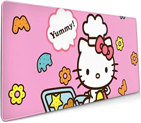 Large Gaming Mouse Pad Hello Kitty Baking Extended Desk Pad for Computers Thick Keyboard Mouse Mat Non-Slip Rubber Base Mousepad 35.43 X 15.75 X 0.12inch