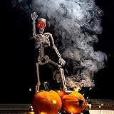 proxracer 36'' Halloween Skeleton Life Size, Sound Activated with Illuminated Eye for Halloween Prop Graveyard Decorations