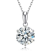 SecreTalk Moissanite Pendant Necklace for Women, 1-5CT 925 Sterling Silver D Color Necklace with Certificate of Authenticity