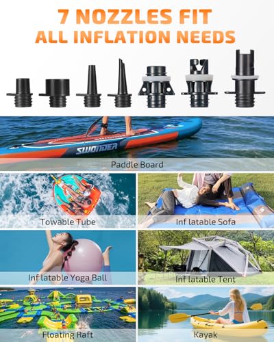 Swonder 20PSI High Pressure Digital Electric Air Pump for Stand Up Paddle Board | Kayak | Tent, SUP Inflator with Intelligent Dual Stage & Auto-Off, Two Colors
