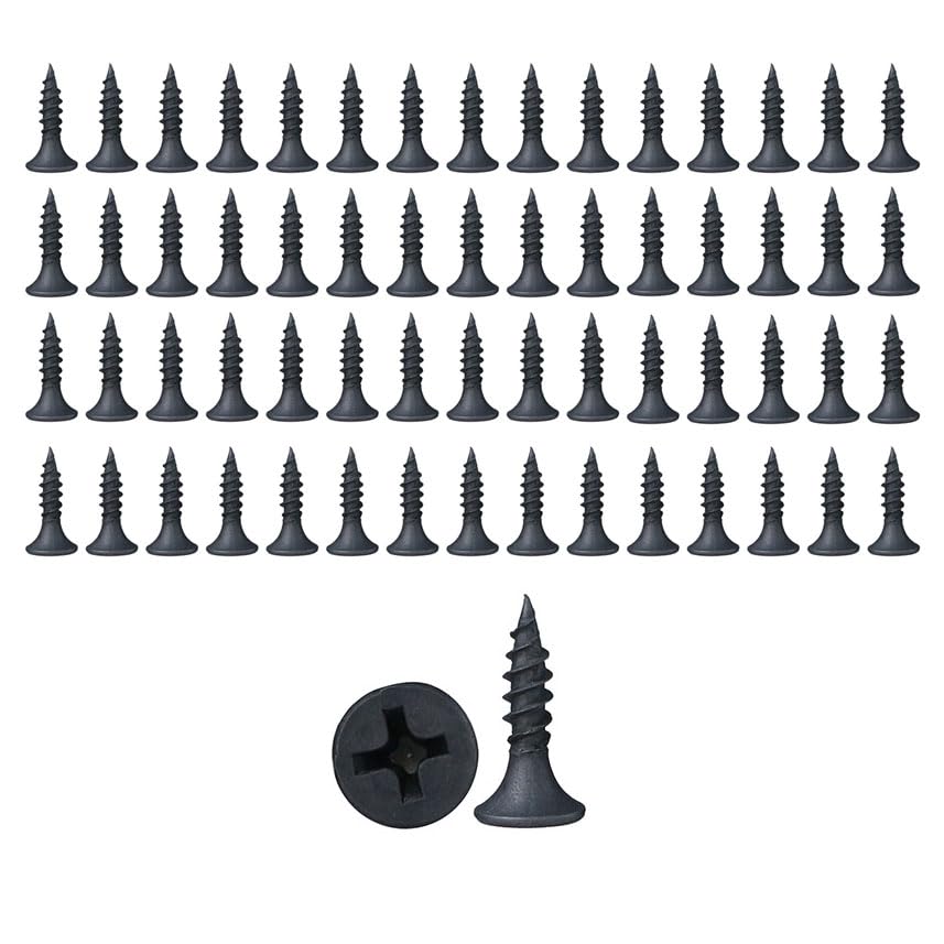 50 Pcs Black Self Tapping Screws, M4 x 18mm Multi Purpose Screws, Zinc Plating 304 Stainless Steel, Phillips Flathead Screws for Wood, Drywall and Furniture