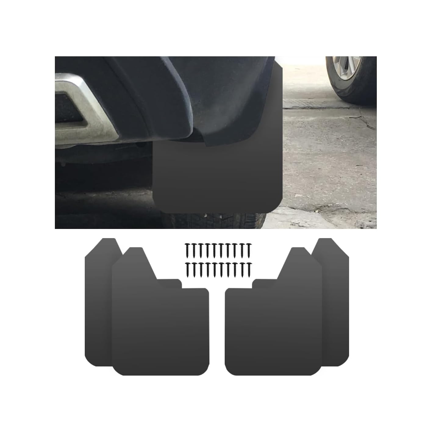 Photo 1 of FALVFUN Car Mud Flaps Splash Guards, 4PCS Bendable & Flexible Vehicle Front & Rear Mudflaps Protection with Screws, Automotive Exterior Flares Accessories, Universal for SUV Sedan Truck (Black)