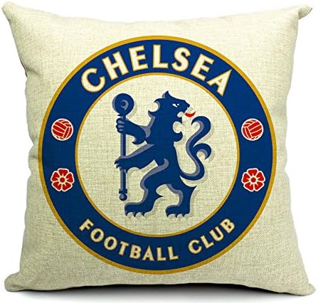 Cotton Linen Throw Pillow Case Cushion Cover Home Sofa Decorative 18 X 18 Inches / 45 X 45 cm, Football Club Badge (Chelsea)