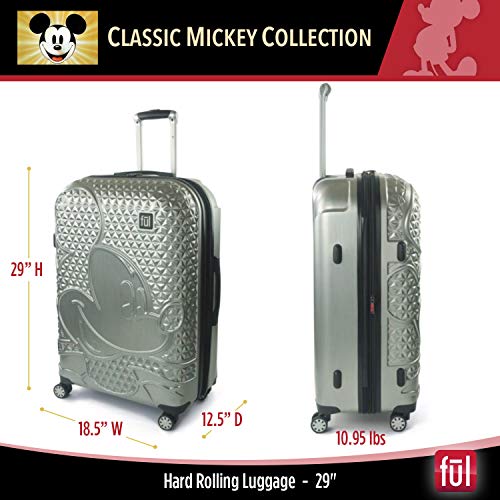 FUL Disney Mickey Mouse 29 Inch Rolling Luggage, Hardside Suitcase with