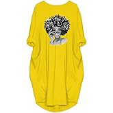 WbJetr My Roots Character Graphic Print Long Sleeve Casual Tunic Dress with Pocket for Women