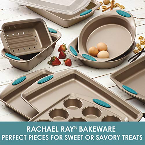 Rachael Ray Cucina Nonstick 24-Cup Muffin Tin With Grips / Nonstick 24-Cup Cupcake Tin With Grips - 24 Cup, Brown