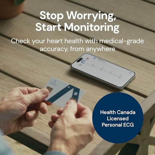 KardiaMobile Card Credit-Card sized ECG Monitor, Medical-Grade & Health Canada Licensed Personal Heart Monitor, Compatible with Most Smartphones and Tablets
