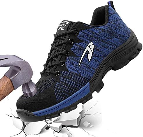 Jeapeer Steel Toe Work Shoes for Mens Industrial & Construction Lightweight Safety SneakersPuncture Proof Outdoor Hiking Shoes