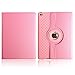 BoriYuan iPad Air 360 Degree Rotating Stand PU Leather Case Protective Flip Folio Detachable Soft Rubber Cover For Apple iPad Air with Card Slot+Screen Protector+Stylus (Pink)