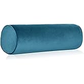 Tinbolunce Memory Foam Roll Pillow for Knee/Leg/Neck - Full Moon Bolster/Round Cylinder Pillow for Sleeping on Side or Back - Removable Cooling Cover Length 18" x 6" Diameter (Lake Blue)
