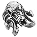 INBLUE Men's Stainless Steel Ring Silver Tone Black Goat Horn Skull Size13