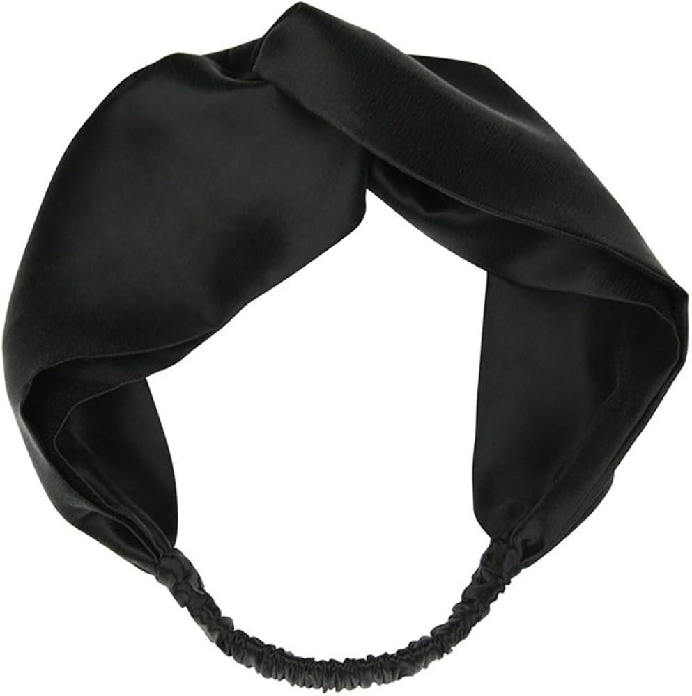 LSHARON 100% Mulberry Silk Women Elastic Hair Headband Hair Accessories Turban Headbands Twisted (Black)