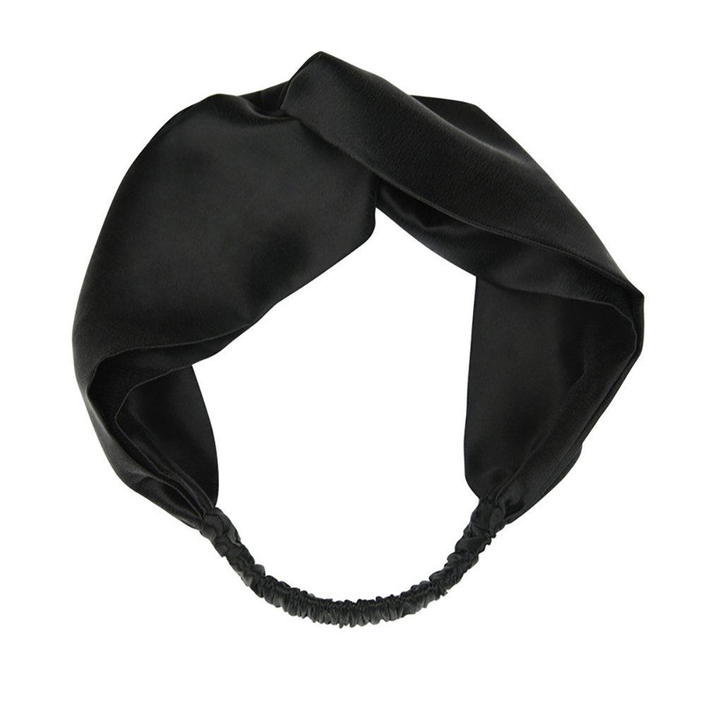 LSHARON 100% Mulberry Silk Women Elastic Hair Headband Hair Accessories Turban Headbands Twisted (Black)