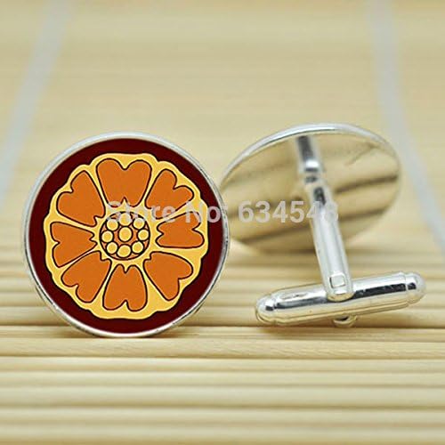 Pretty Lee Avatar The Last Airbender - Pai Sho - White Lotus In Silver Cufflinks Glass Cabochon Cufflinks C3074
